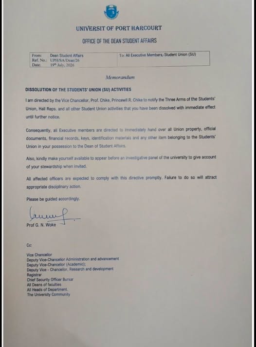 NANS Rejects Dissolution of UNIPORT Students’ Union Government