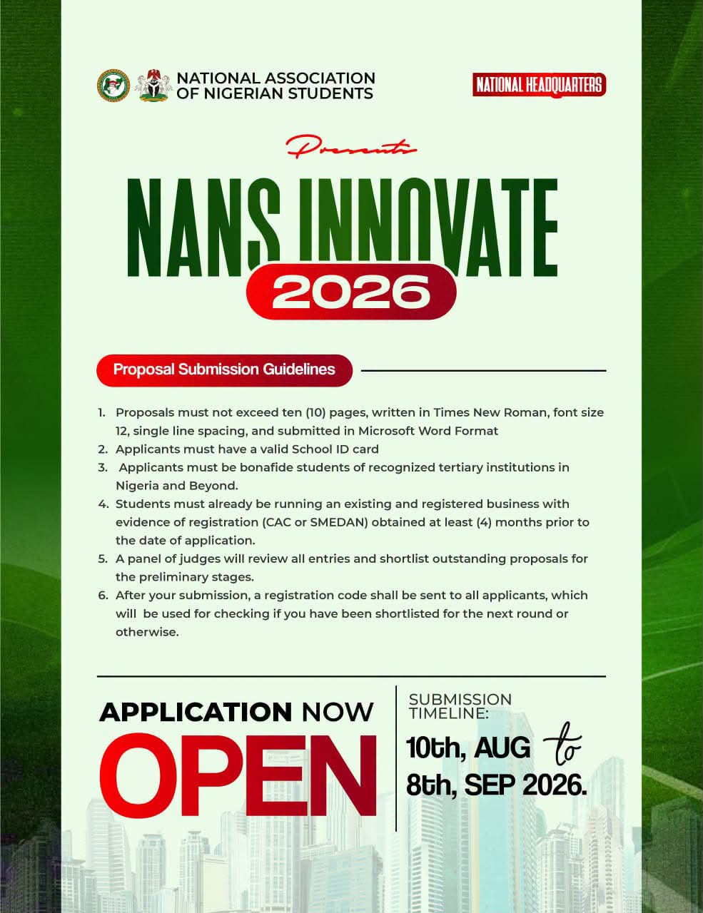 NANS Launches NANSInnovate 2026, Calls for Applications from Student Entrepreneurs Nationwide